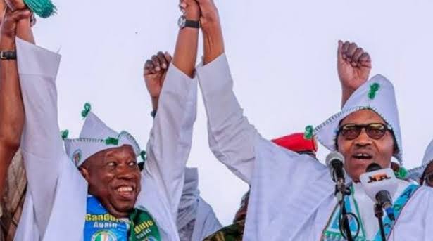 Buhari celebrates  Ganduje at 73, lauds his efforts on security, infrastructure
