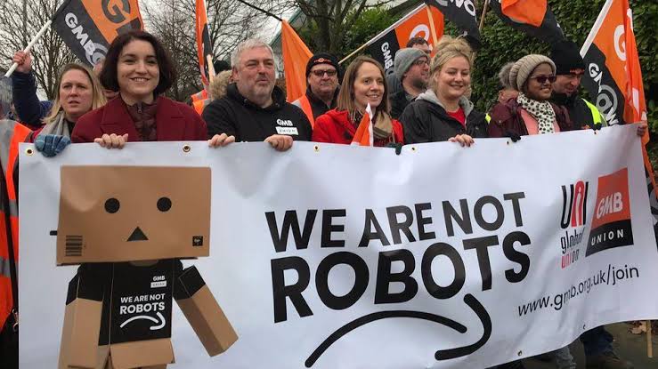 100s of Amazon workers stage first ever strike in UK