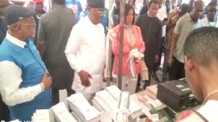 Wike Leaves Polling Units Angrily As BVAS Fails To Accredit Him, Wife