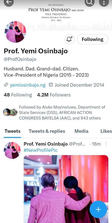 Twitter Removes Osinbajo’s Verification Tag