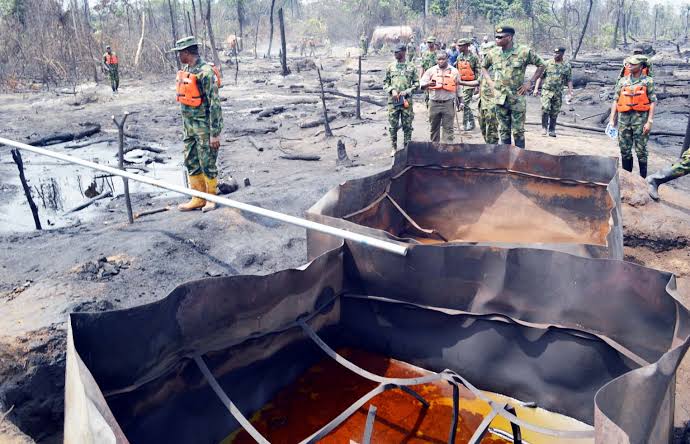 Military destroys 96 illegal refining sites, arrests 57 suspects