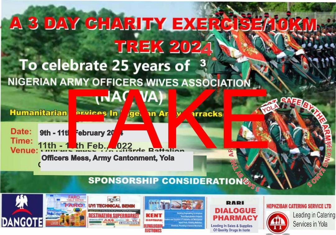 Beware of Scam: Fake Charity Event Advertisement Circulates in 23 Brigade Yola